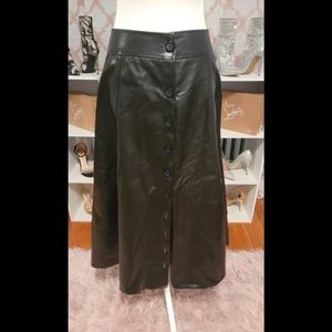 Leather midi skirt